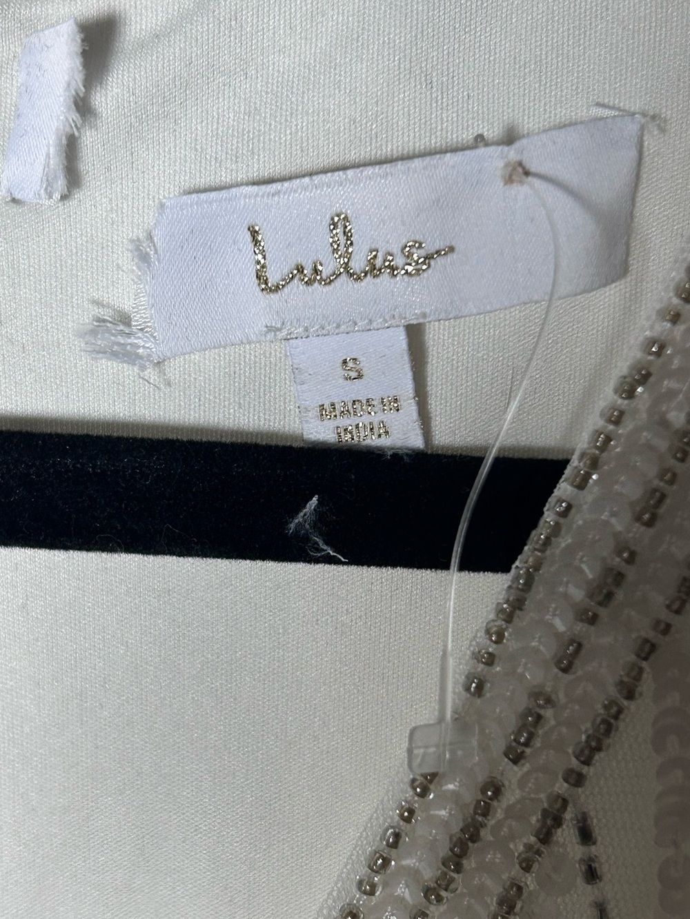 Lulu's White Beaded V-Neck Wedding Dress - Picture 10 of 10